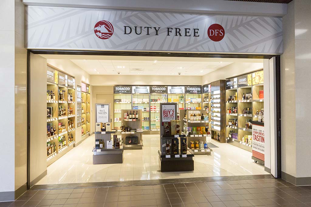 DFS Duty Free Liquor and tobacco.  Open daily 7:30 a.m. – 1:30 p.m.