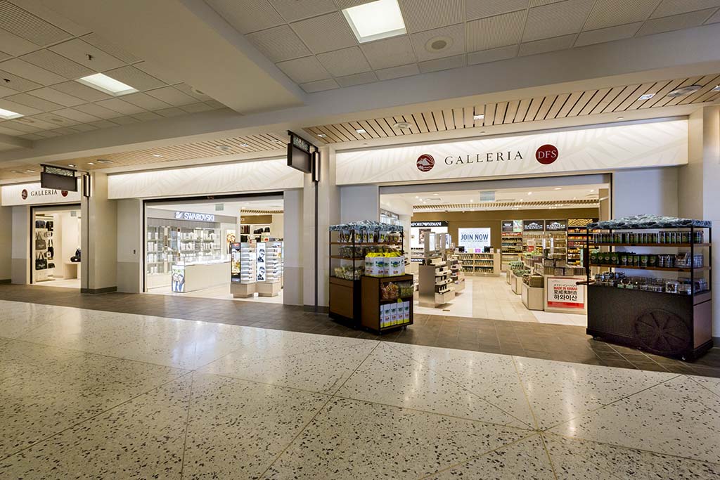 DFS GALLERIA Gift shop, Jewelry, bags, and Purses.  Open daily 6:30 a.m. – 10:30 p.m.