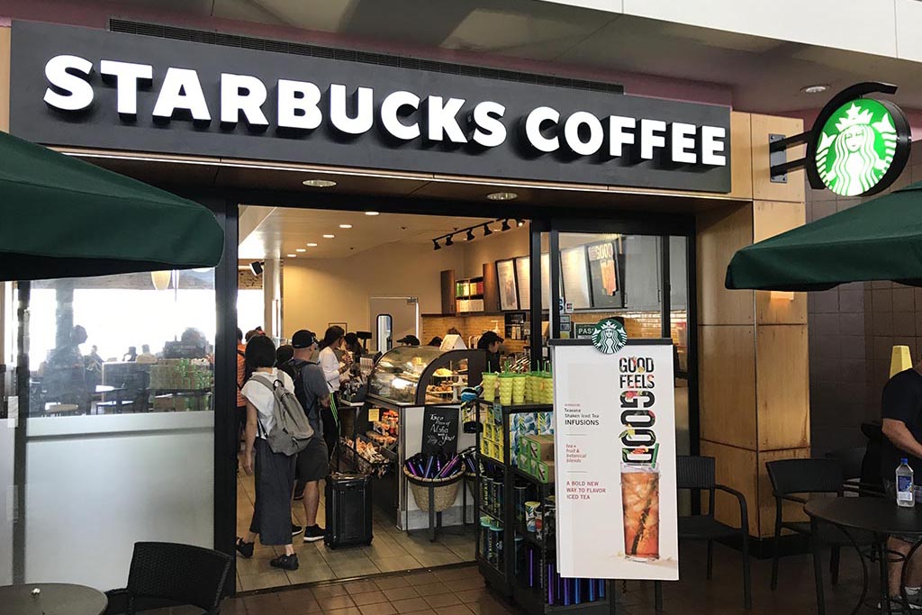 Starbucks Coffee Offers espresso based drinks, brewed coffees and Frappuccinos in addition to a variety of fresh pastries, sandwiches and salads.  Open daily 5:30 a.m. to 10 p.m.