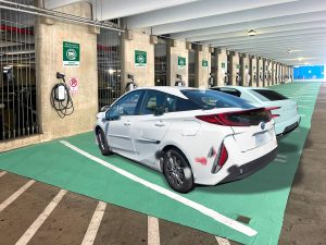 Photo of electronic vehicle parking stalls.